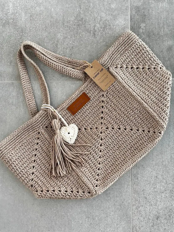 Patron de sac cabas en carrés Granny au crochet, idéal pour débutants (PDF)