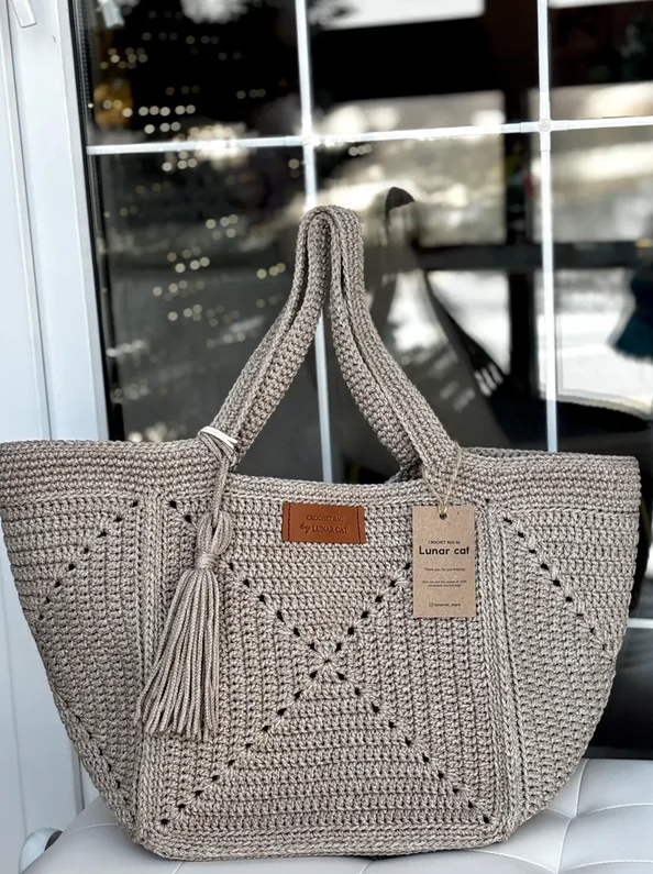 Patron de sac cabas en carrés Granny au crochet, idéal pour débutants (PDF)