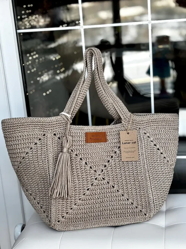 Patron de sac cabas en carrés Granny au crochet, idéal pour débutants (PDF)